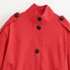 Moda Feminina Nova Primavera 2026 Mais Vendido Quente Aliexpress Transfronteiriço Casaco Trench Coat Simples Casual de Algodão e Linho