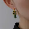 Nuevos pendientes de abanico de esmalte de goteo de moda china para mujer, diseño de nicho de alta gama, pendientes multipintados