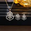 Set de Collar y Pendientes de Zirconia Estilo Lujo Ligero Nuevo para Novia Accesorios de Vestido de Boda Estilo Árabe de Oriente Medio Cadena de Clavícula de Moda para Mujer