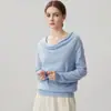 Suéter de cashmere com gola alta de uma linha estilo francês 2026 outono e inverno feminino cor sólida versátil folgado emagrecedor suéter de puxar
