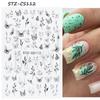 2022 nuevas pegatinas de uñas transfronterizas ins flores y plantas frescas color natural líneas de mariposas pegatinas adhesivas para maquillaje facial