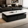 Juego de mesa de centro de doble capa 2026, diseño simple y moderno, adecuado para apartamentos pequeños, estilo de lujo ligero, con almacenamiento, hecho de tablero artificial
