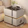 Mesita de Noche Inteligente, Simple, Moderna, Multifuncional, con Altavoz de Carga Inalámbrica, Dormitorio de Lujo Sencillo, Mesita de Noche de Madera Maciza para Uso Doméstico