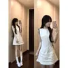 Vestido sin mangas de nicho para mujer, conjunto de falda corta de verano, estilo coreano, petite, primer amor, vestido blanco