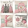 Funda de almohada temática navideña más vendida de Amazon con estampado de muñeco de nieve, decoración festiva de lino para cojín de sofá