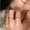 Anel Zircônia Rômbico Estilo Simples Dongdaemun Estilo Coreano Feminino Nicho Versátil Anel de Luxo Leve Anel de Dedo Aberto Personalizado