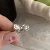 Anillo Sencillo de Plata de Ley 925 Anillo de Perla Estilo Frío para Mujer Nicho de Gama Alta Sin Color Anillo Abierto para Dedo Joyería de Pareja