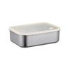 Caja de conservación de alimentos rectangular transparente grande de acero inoxidable 304 con tapa, caja de almacenamiento para refrigerador y congelador, venta al por mayor