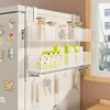 Estante de Almacenamiento Lateral para Refrigerador, Organizador de Cocina Multifuncional, Estante con Ganchos Multicapa sin Taladro