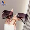 Gafas de sol sin montura para mujer estilo coreano populares en línea moda callejera foto gafas de sol sombreadas de alta calidad anti-ultravioleta