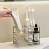 Soporte para Pasta de Dientes Acero Inoxidable Cepillo de Dientes Eléctrico Navaja Almacenamiento Encimera de Lavabo de Baño Expositor de Cosméticos
