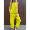 Sudeste Asiático Primavera y Verano Talla Grande Holgado Algodón y Lino Casual Sin Mangas Pantalones Traje Deportivo de Moda Comercio Exterior Al por Mayor