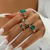 Amazon Joyería de Lujo Ligero Transfronterizo Anillo Geométrico de Piedras Preciosas Juego de Anillos de Cuatro Piezas con Incrustaciones de Diamantes de Colores