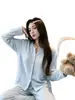 Em estoque com bojo 65 Pijama Tendência Algodão Outono Inverno Novo Conjunto de Homewear Feminino Dropshipping Frete Grátis
