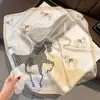 Pañuelo de seda pequeño con estampado de verano y otoño para mujer, pequeño, largo, de alta gama, estilo francés, cuadrado, para atar y atar.