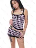 Moda Ins Retro Americano Acolchado Estampado de Calavera Sexy y Lindo Encaje Moda Nuevo Traje de Shorts con Tirantes