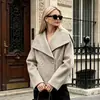 Amazon Casual Abrigo de Lana Cruzado Corto para Mujer Diseño de Invierno 2026 Sentido del Diseño Ropa Exterior de Lana Holgada Europea y Americana