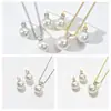 Brincos de Pérola de Princesa com Acabamento de Luxo, Cinza-Prata, Tarraxas de Pérola Simples e Versáteis, Conjunto de Pingente de Madrepérola para Mulheres, Transmissão ao Vivo