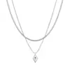 Estilo genial simple doble capa apilado collar de diamantes para hombre moderno lujo ligero alta calidad acero de titanio cadena de clavícula accesorios femeninos