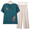 Blusa de manga corta de verano para señora mayor, vestido para madres de mediana edad y mayores, camisa pequeña bordada estilo occidental, vestido informal holgado de abuela para personas mayores
