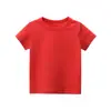 27Kids Ropa Infantil Verano 2025 Modelo Camiseta de Manga Corta Infantil Camisa Publicitaria Estilo Coreano Color Sólido Sin Estampado Ropa Infantil