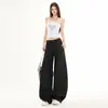 Nuevos Pantalones Jeans Retro Americanos de Estampado de Leopardo Oscuro de Cintura Alta Pierna Ancha Tipo Cimitarra, Sueltos y con Caída, Versátiles