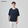 Ropa para Hombre Apo Transfronteriza Camiseta de Manga Corta Falsa de Dos Piezas para Hombre Verano Holgada Casual Cuello Henley Color Sólido Top Interior