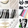Ropa estilo Chanel Malla Hecha a Mano Perlas Bordadas Red de Encaje Cuentas Tubulares Bolsas de Cadena con Pedrería Cosidas a Mano Accesorios