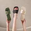 Pantuflas planas para mujer 2025 Moda Pantuflas de mujer Verano para exterior Playa Hebilla cuadrada Plano Casual Pantuflas de mujer