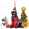 2022 Nuevo Producto Transfronterizo Creativo Adornos Navideños de Perro y Muñeco de Nieve Regalos de Navidad Adornos Planos de Acrílico para Coche