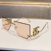 Novos Óculos de Sol de Metal Fashion Sem Aro Borda Cortada Armação Grande Perna Curva Letra Oca para Mulheres Estilo Coreano Tendência Estilo de Rua