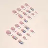 Manicure Francesa de Comprimento Médio, Unhas Postiças Coração Cintilante, Estilo Ins Europeu e Americano, Unhas de Manicure Doce para Usar