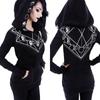 AliExpress wish2022 Outono e Inverno Roupas Femininas Estilo Escuro Europeu e Americano Gótico Moletom Preto com Capuz Estampado de Manga Longa