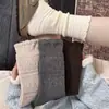 Meias Grossas Retrô Japonesas Vazadas de Lã Meia-Panturrilha Feminina Meias Meia-Panturrilha Franzidas Outono e Inverno Aquecimento com Botas Meias Meia-Panturrilha