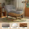 Mecedora Individual para Balcón del Hogar, Sillón Lounge de Ratán Langosta, Silla de Ratán de Ocio Perezoso de Moda para Sala de Estar al Aire Libre