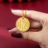 Novo Estilo Chinês Caractere de Bênção Antiga Paz e Alegria Pingente Medalha Redonda de Ouro de Areia Vietnamita Colar Joia Retro Feminina Duradoura