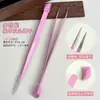 Pinça Pontuda Ferramenta para Nail Art Cabeça de Silicone Clipe Pressionável para Adesivo Diamante Aço Inoxidável Cabeça Reta Pinça Manual Especial