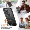 Funda magnética para teléfono con sensación de piel, apta para iPhone 16 Pro Max, con soporte de amortiguación giratorio, Funda para Apple 15 Pro