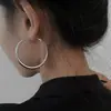 Pendientes de Aro de Metal Exagerados Únicos Moda Ins Estilo Minimalista Pendientes de Aro Lisos