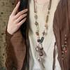 Nuevo Collar de Pluma de Bronce Zen Chino para Mujer Estilo Étnico Bohemio Doble Capa Cadena Larga para Suéter Accesorios