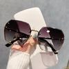 Gafas de sol sin montura de moda 2024 para mujer, de alta gama, de cara grande, antiultravioleta, de cara redonda, con protección solar de verano