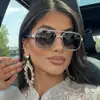 Gafas de Sol Retro Cuadradas de Marco Grande con Doble Puente Tendencia Estilo Europeo y Americano Gafas de Sol de Moda para Hombres y Mujeres Gafas de Sol con Protección Solar para Conducir
