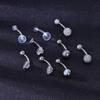 Venta directa transfronteriza de Amazon EBAY: piercing para el ombligo de acero inoxidable con incrustaciones de circonita y brillo.