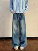 Marca americana da moda cleanfit jeans foice masculino primavera outono retro high street perna larga reto solto casual calça comprida