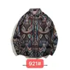Camisa de Manga Larga Retro Étnica Tejida Bordada Estilo Barroco Japonés Vintage para Hombre Holgada Ropa de Abrigo Otoño e Invierno Primavera y Otoño