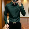 Camisa negra elegante de alta gama para hombre, manga larga, corte slim, alta elasticidad, resistente a las arrugas, casual, con buena caída, nuevo modelo de otoño