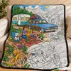 Manta de Graffiti Paraíso Canino Manta de Franela Modelo Nuevo 2026 Adecuada para Todas las Estaciones, Siesta en la Oficina, Coloreable