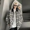 Chaqueta de Cuadros Estilo Americano Nueva para Hombre Primavera y Otoño, Corte Holgado, Moderna, Cuello de Solapa en Contraste de Color, Abrigo Vintage para Hombre