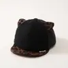 Touca de Bebê Inverno Pelúcia Boné de Basebol Estiloso Estampa de Leopardo Espesso Quente Boné de Basebol Lã de Cordeiro À Prova de Vento Bebê