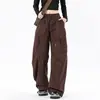 Nuevos pantalones casuales de trabajo de otoño holgados con cordón, estilo a juego para parejas, pantalones de pierna ancha curvados versátiles de moda, modelo femenino